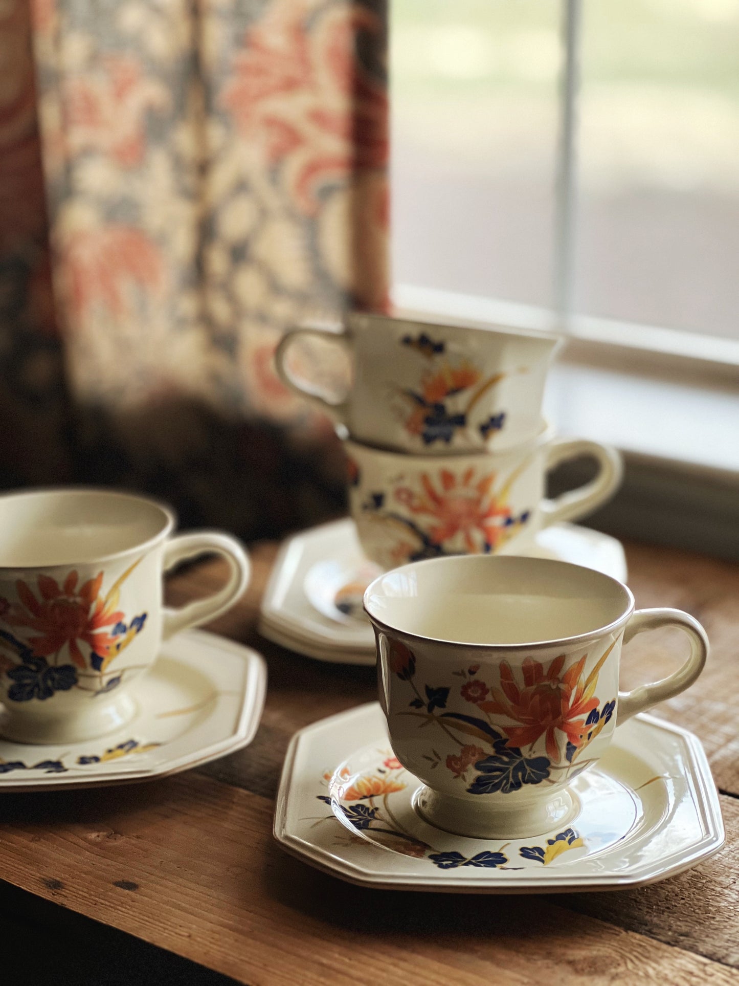 Vintage Mikasa Continental Ivory Majestic Teacup & Saucer Set