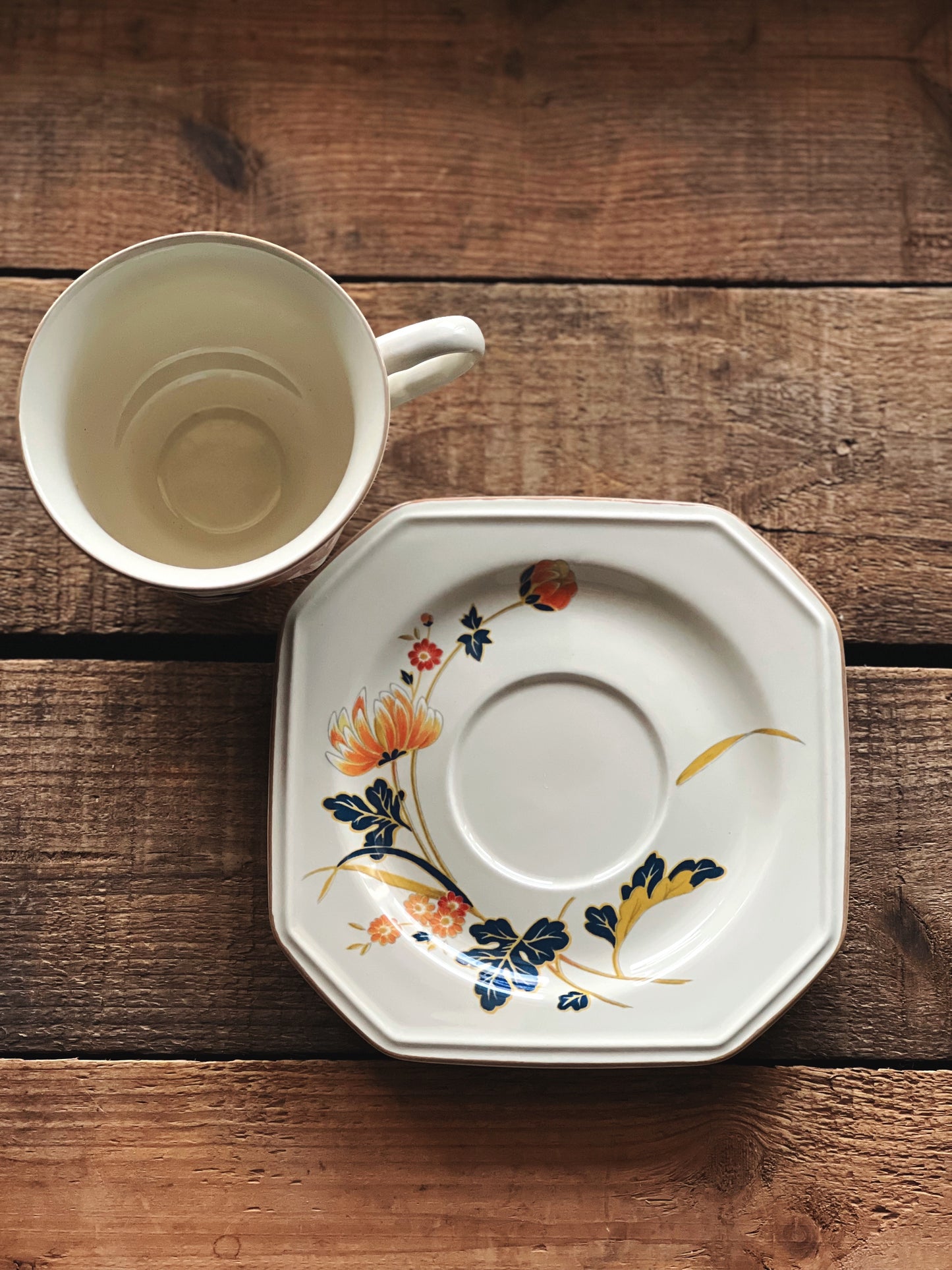 Vintage Mikasa Continental Ivory Majestic Teacup & Saucer Set