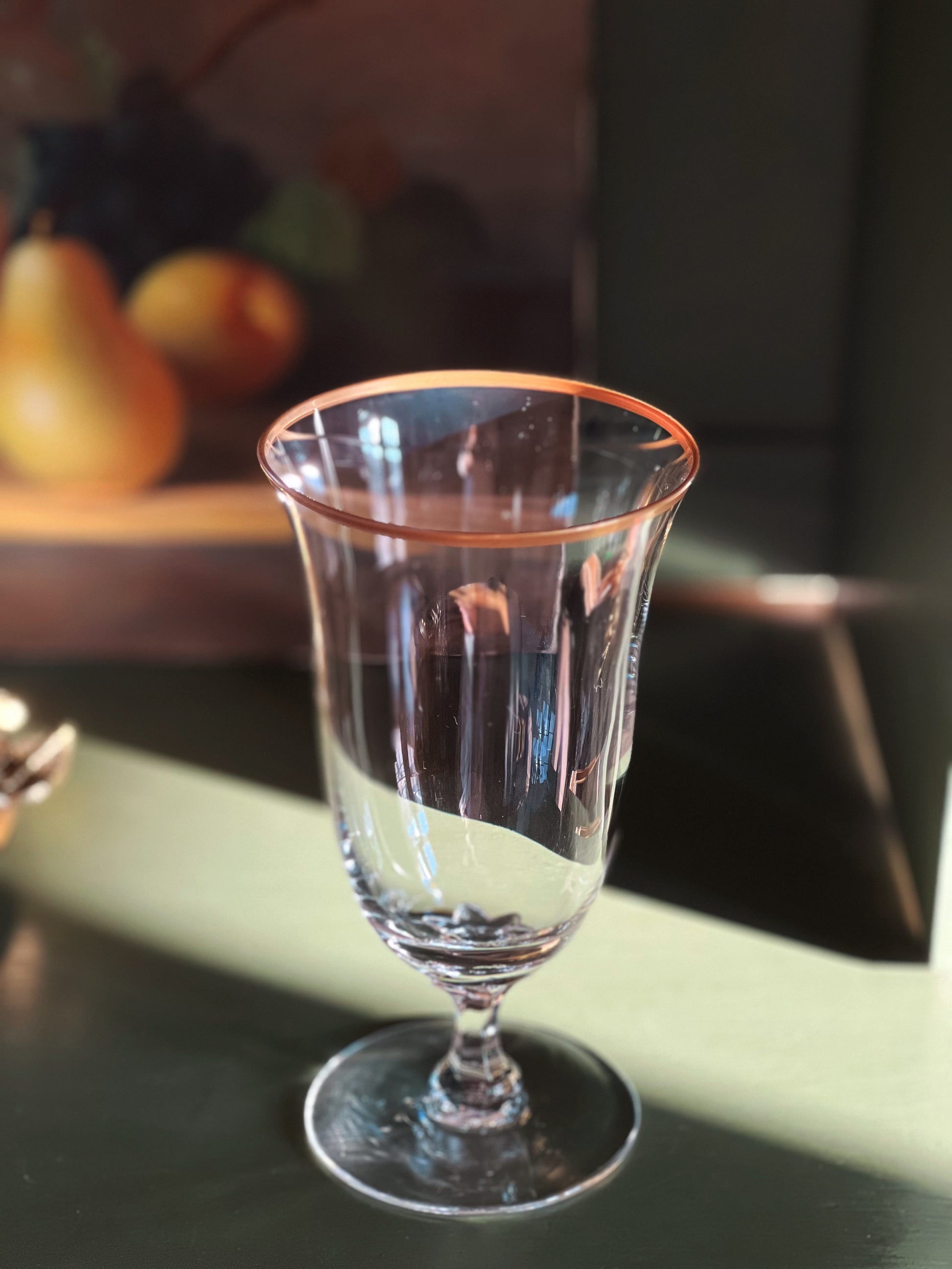 Set of 4 Vintage Crystal Gold Rim Iced Tea Glasses