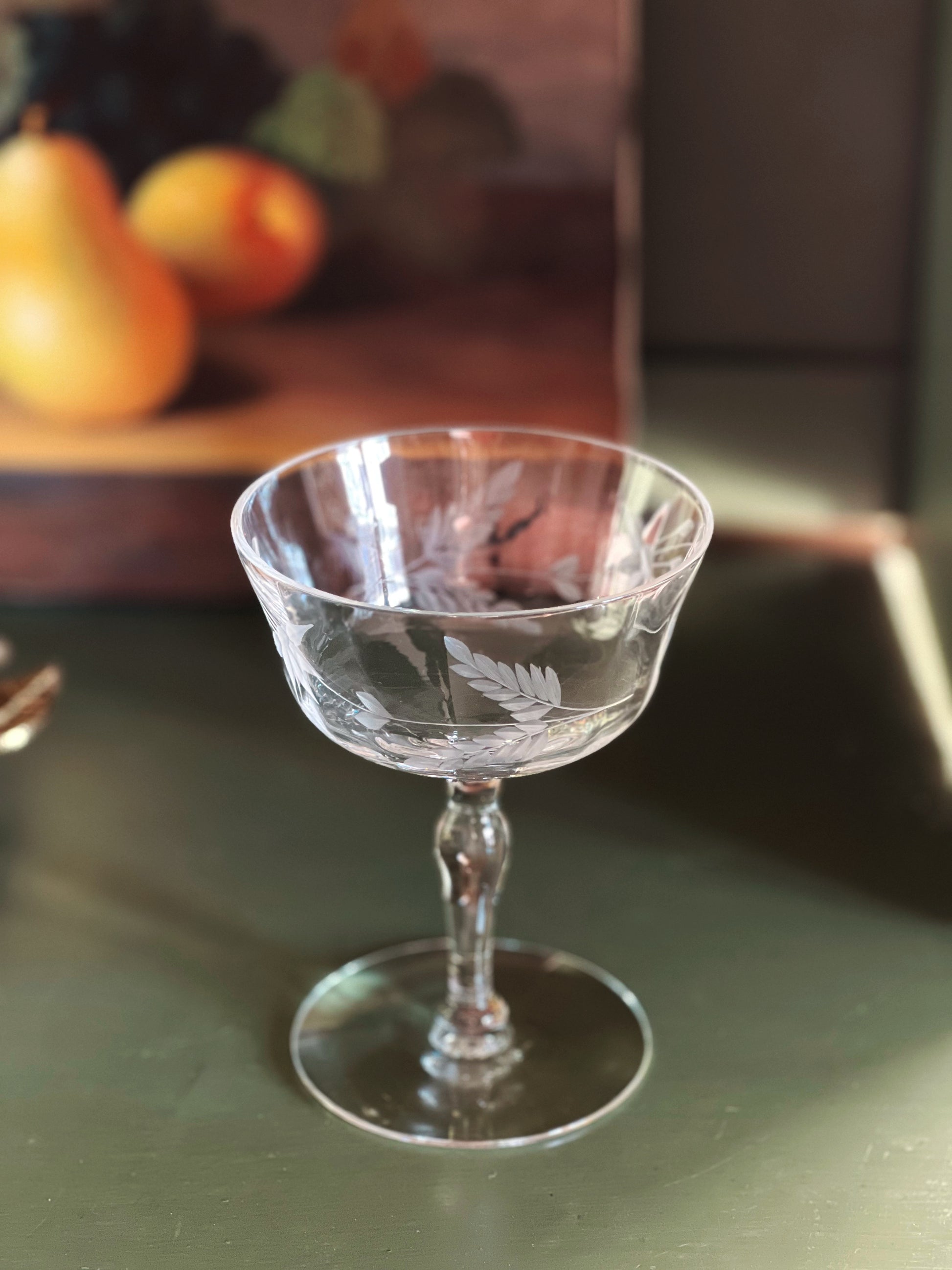 Vintage Etched Crystal Champagne Coupe