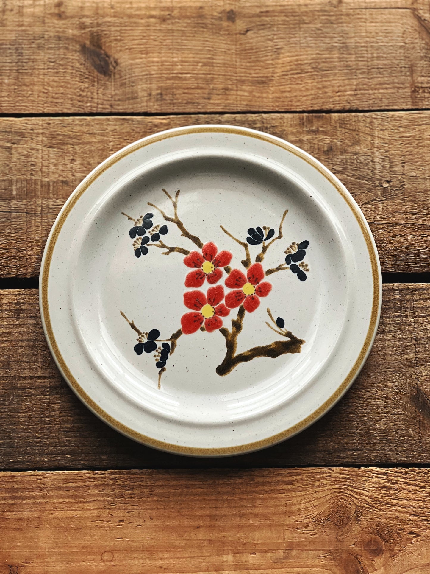 stoneware plates with a cherry blossom design