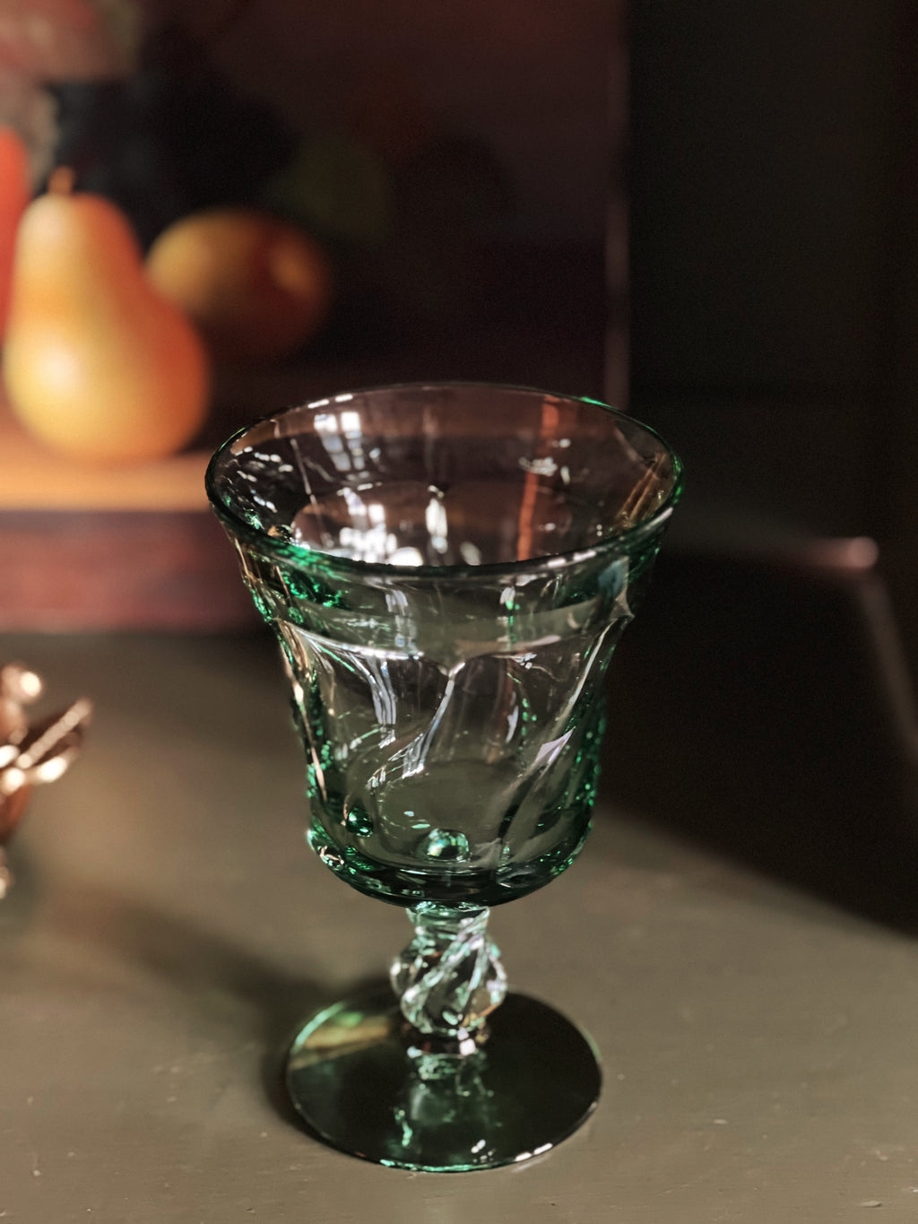 Vintage Fostoria Jamestown Green Wine Glass