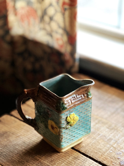 Vintage Hand Painted Majolica Style Creamer / Small Pitcher