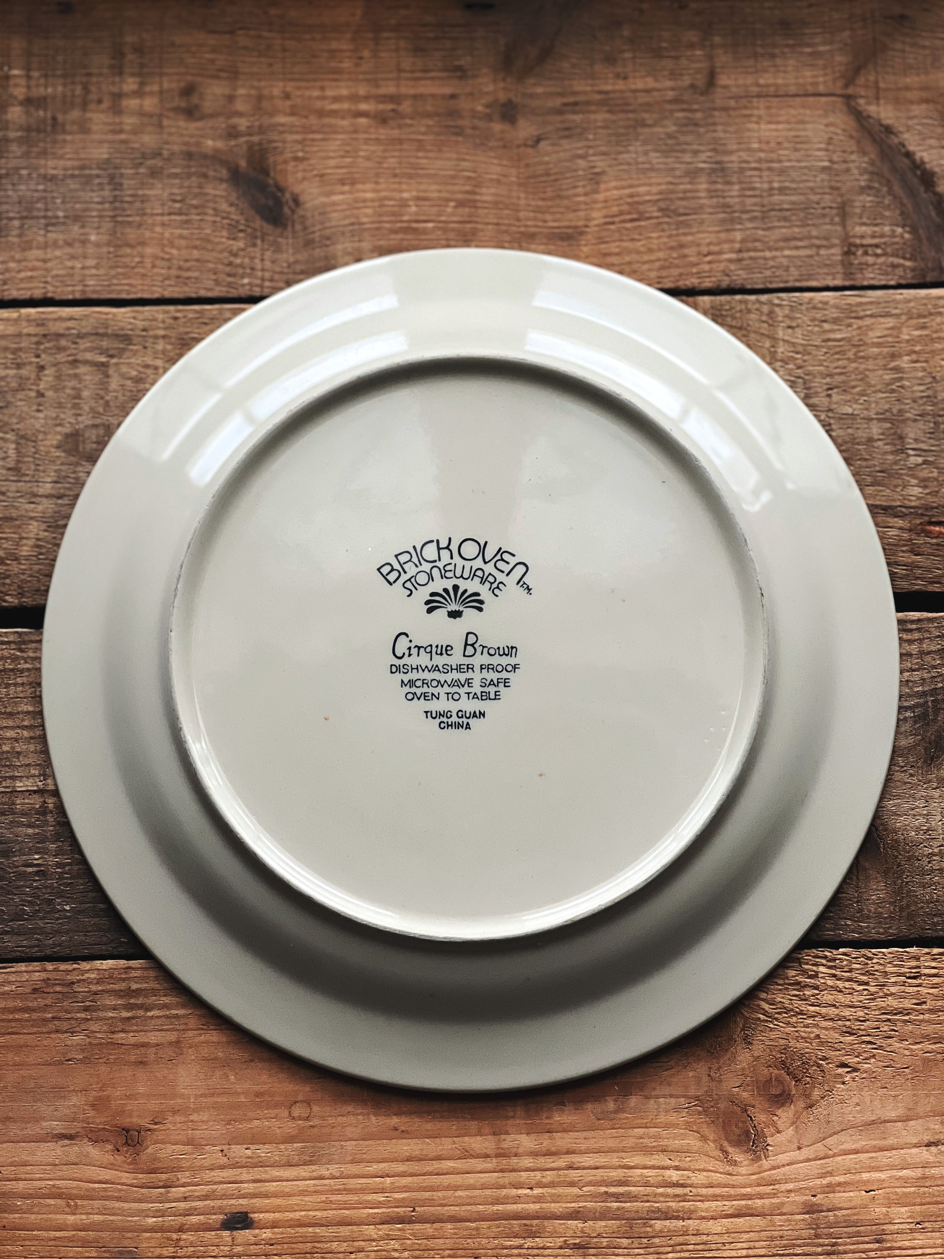 Set of 4 Vintage Brick Oven Stoneware Cirque Brown Dinner Plates