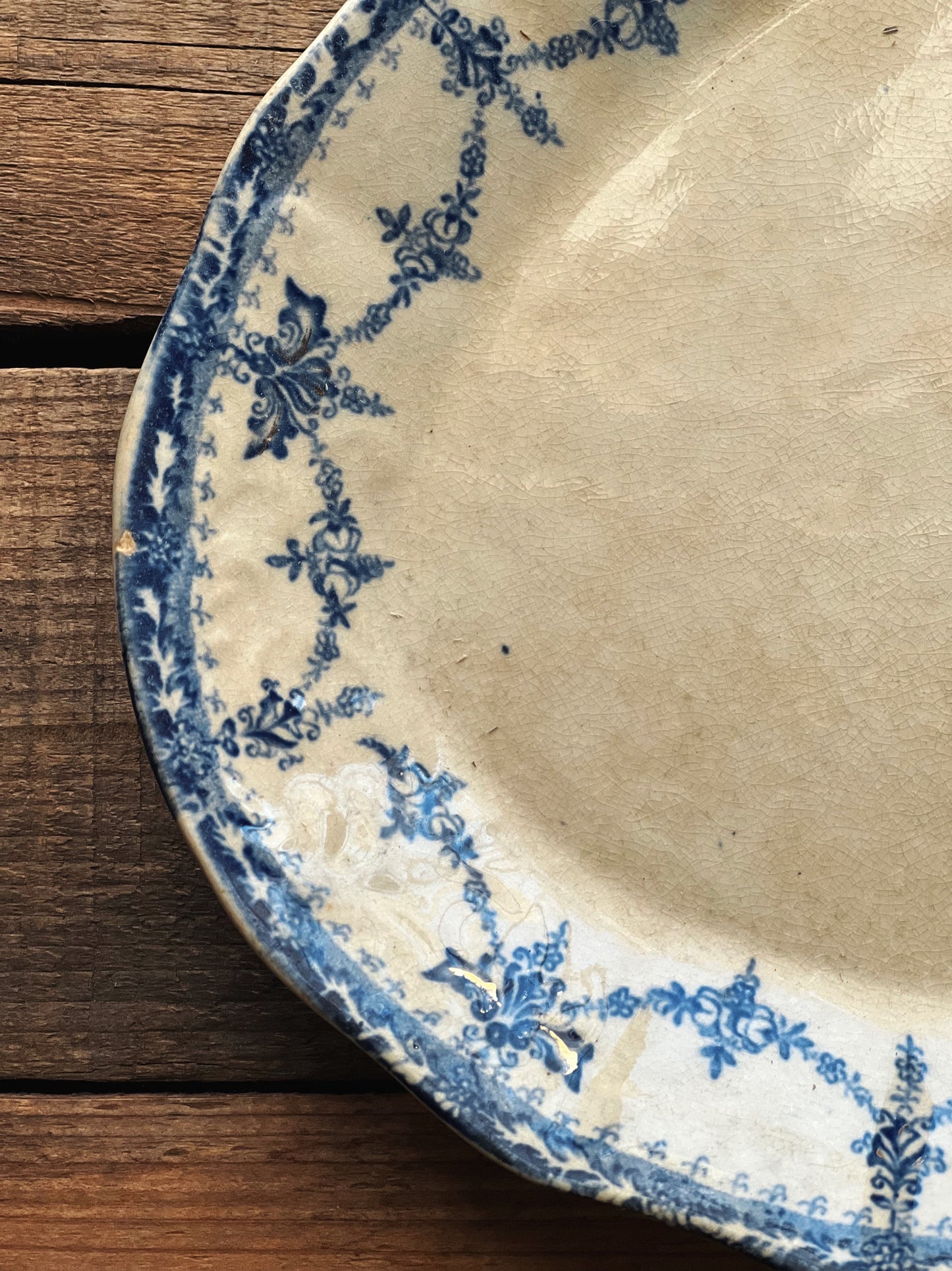 Antique Carolina Flow Blue Oval Serving Platter