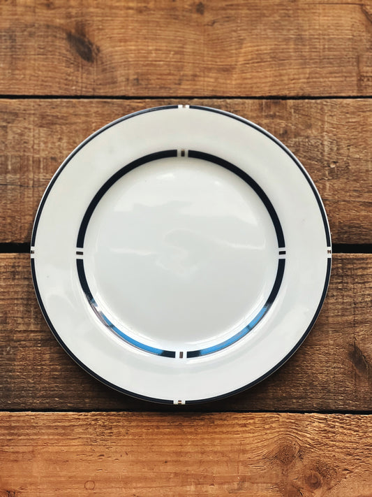 navy banded salad plates by Swid Powell