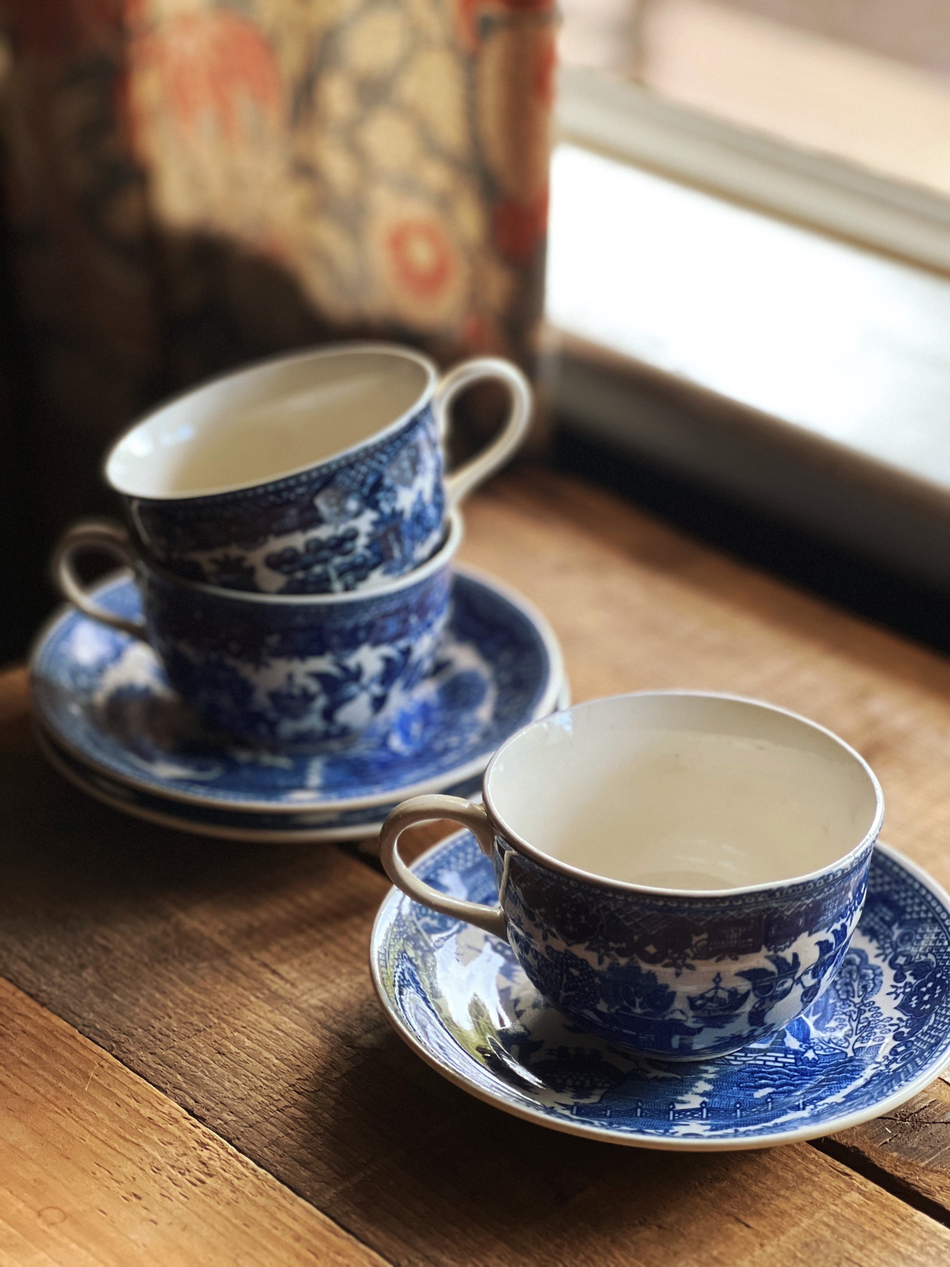Vintage Blue Willow Japan Teacup & Saucer Set