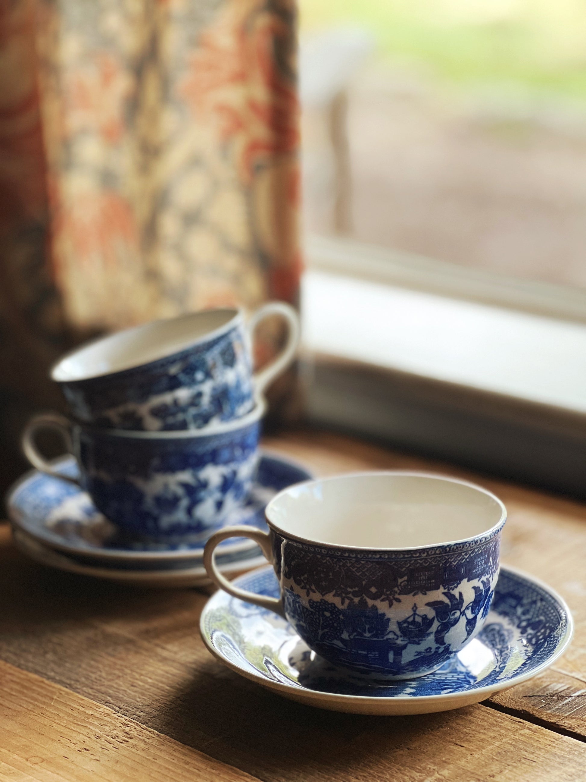 Vintage Blue Willow Japan Teacup & Saucer Set