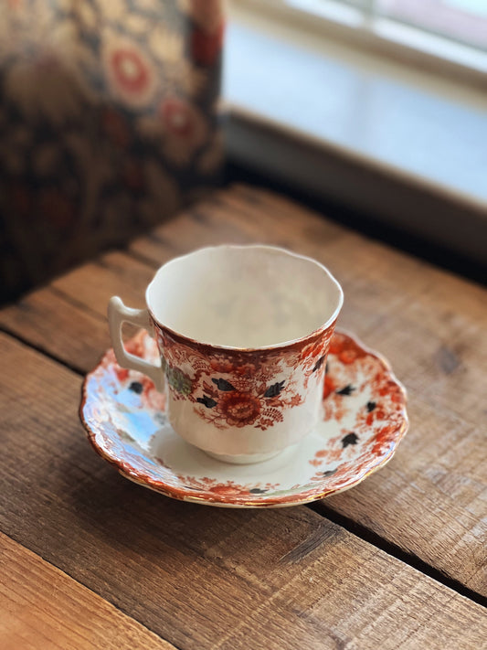 Antique Wellington China J H Cope & Co Longton England Teacup & Saucer Set