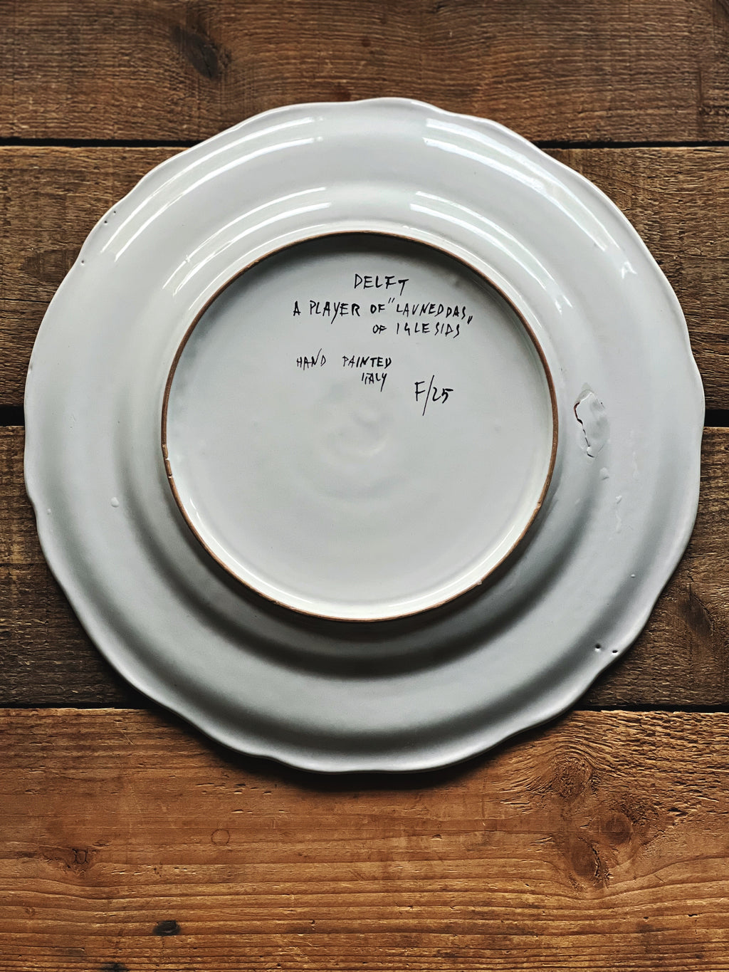 Rare Hand Painted Vintage Delft Italy "A Player of Launeddas of Iglesids" Plate