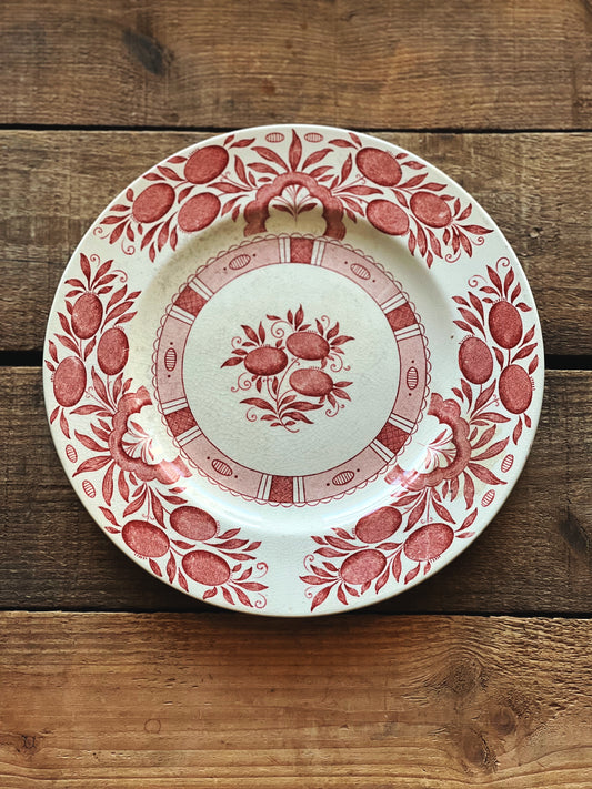 pink transferware plate