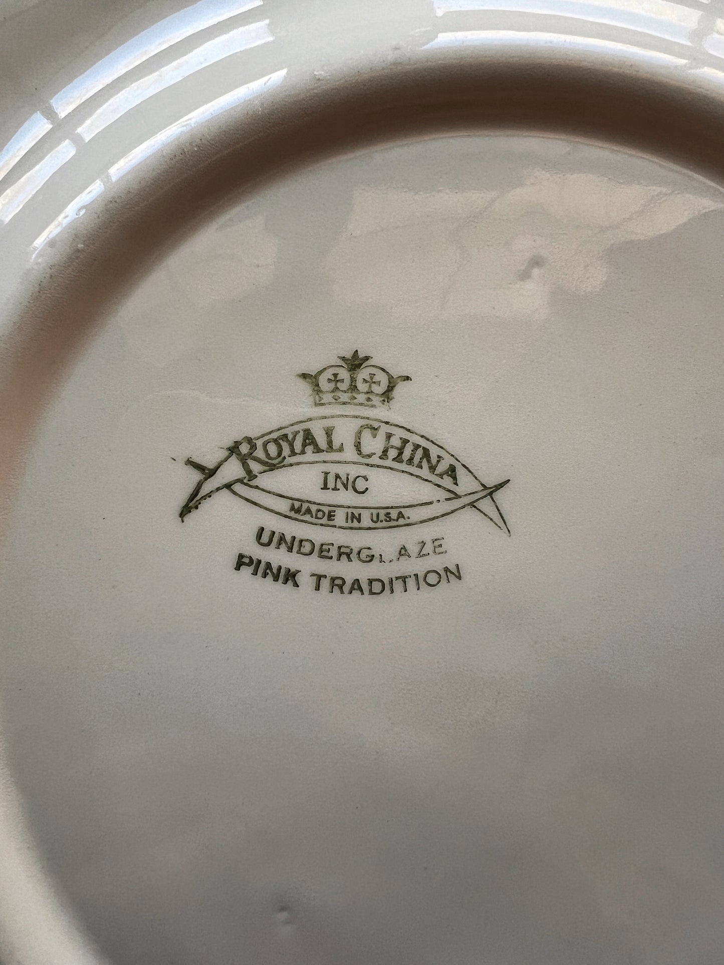 Vintage Royal China USA Pink Tradition Dinner Plate