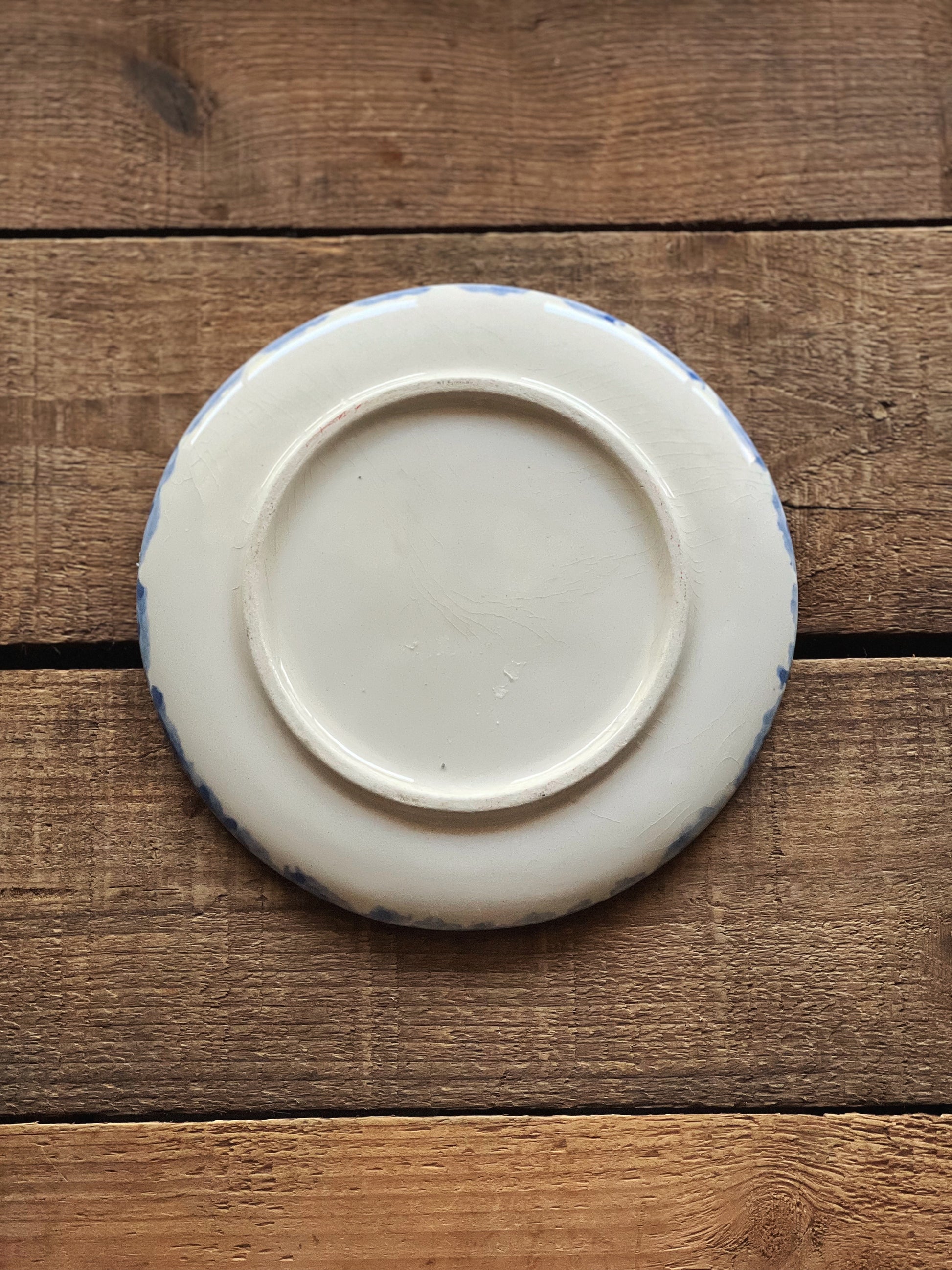Vintage Blue Spongeware Dish / Spoon Rest
