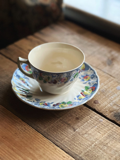 Vintage Royal Doulton Pomeroy Blue Teacup & Saucer Set