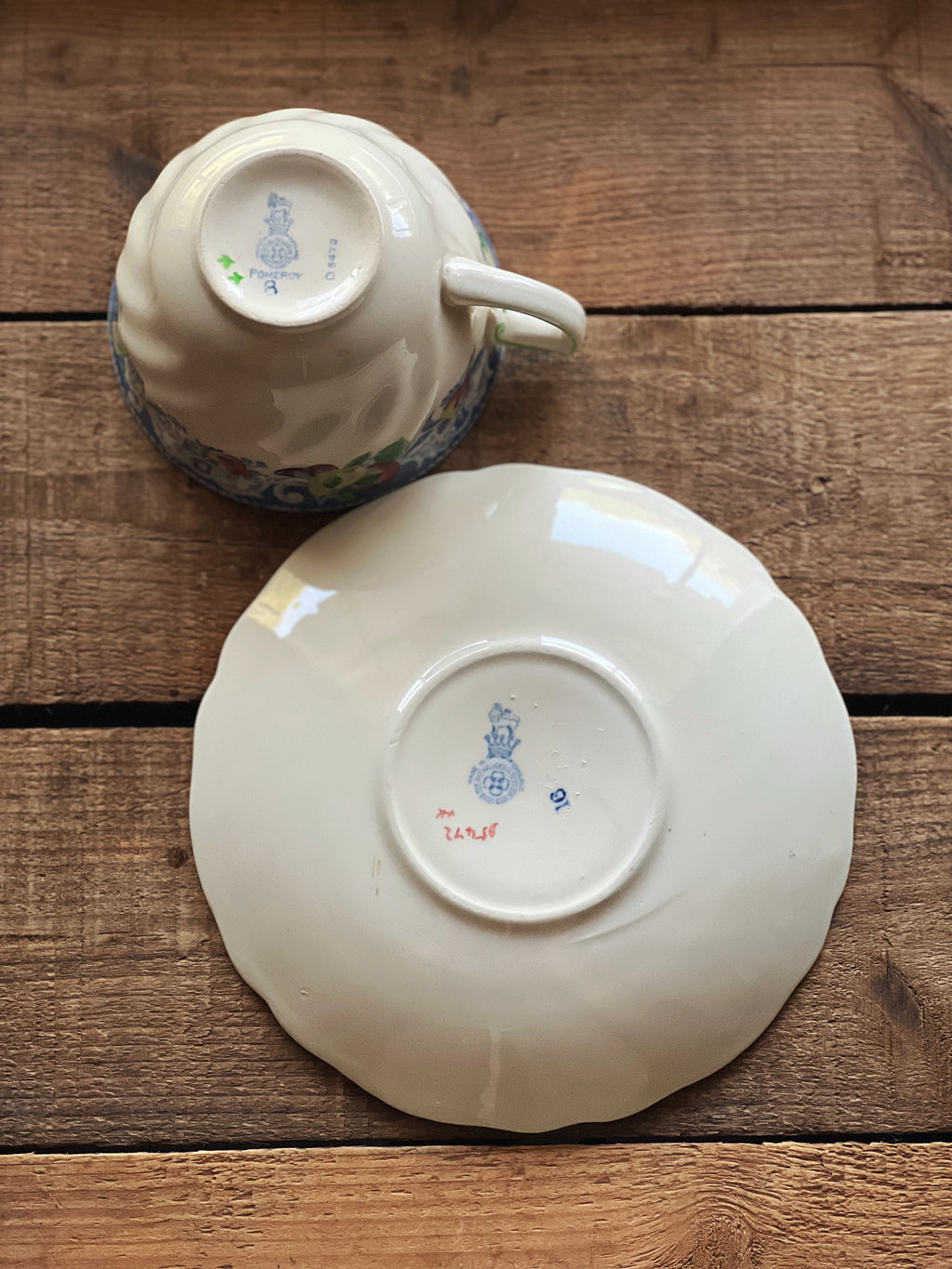 Vintage Royal Doulton Pomeroy Blue Teacup & Saucer Set