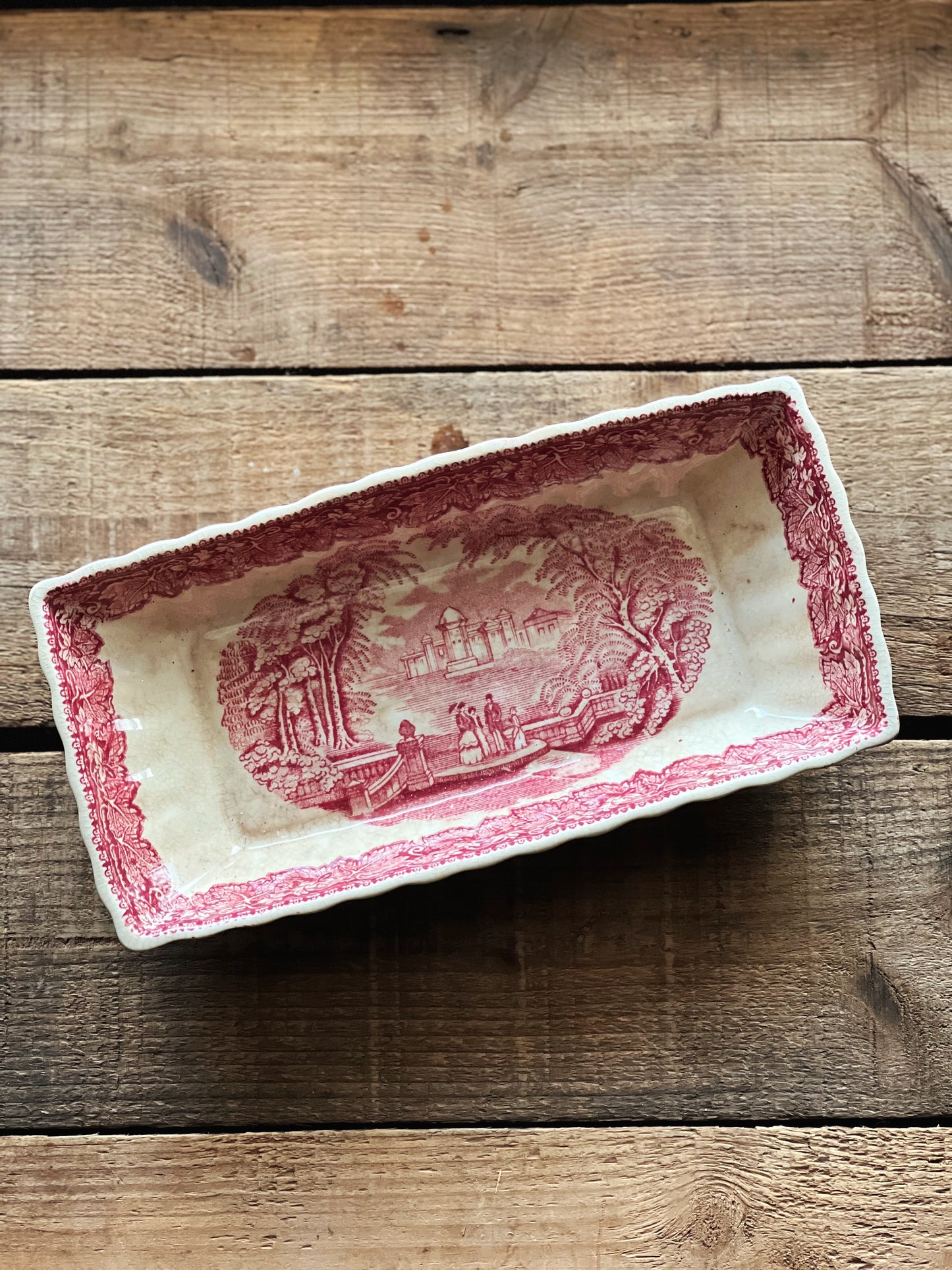 Vintage Mason's Vista Pink Celery Dish