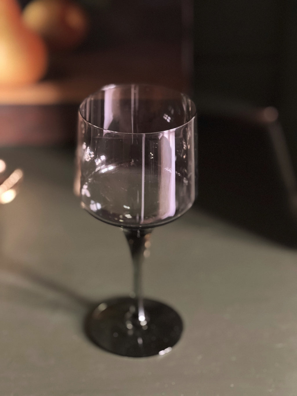 Vintage Smoky Gray Crystal Wine Glass