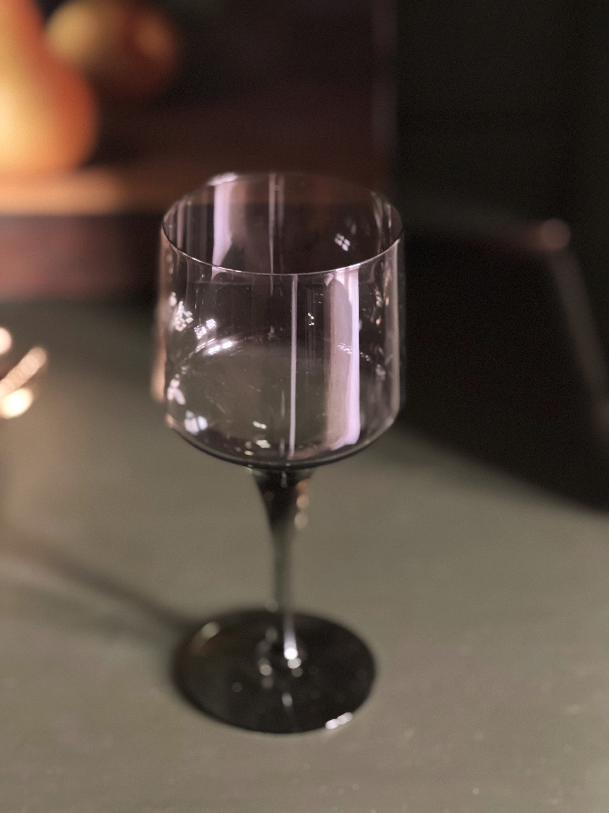 Vintage Smoky Gray Crystal Wine Glass