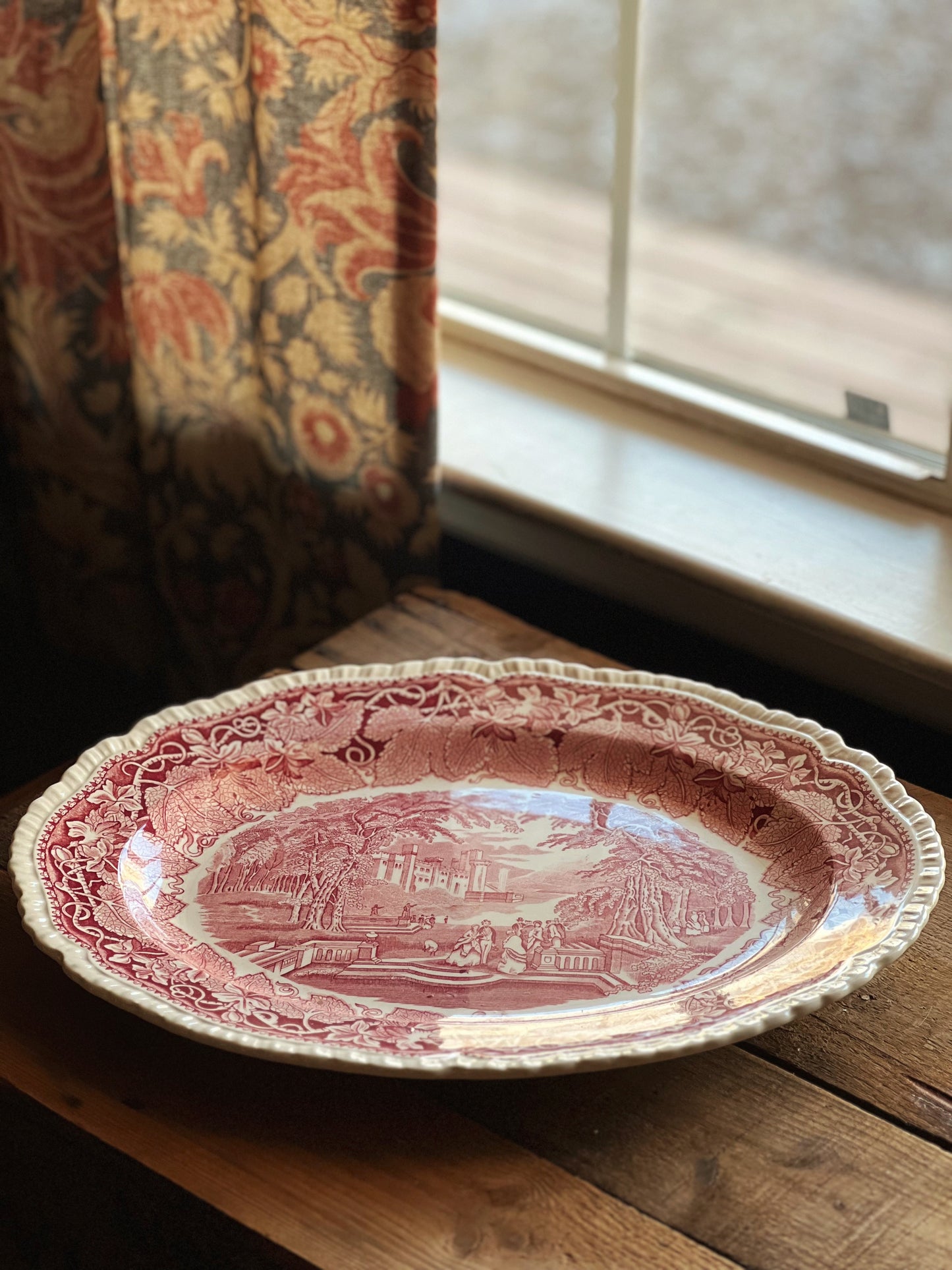 Vintage Mason's Vista Pink 15" Oval Platter