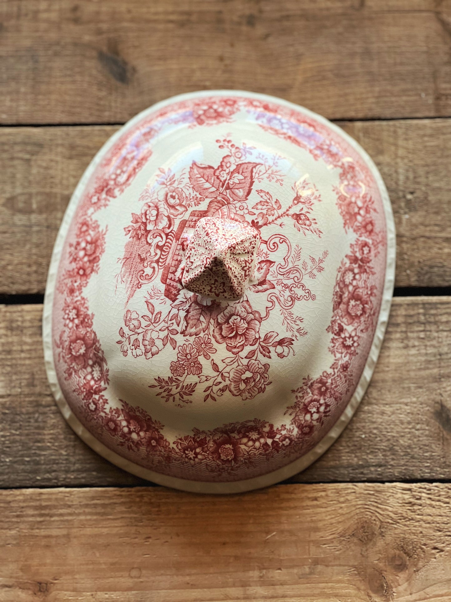 pink transferware lid