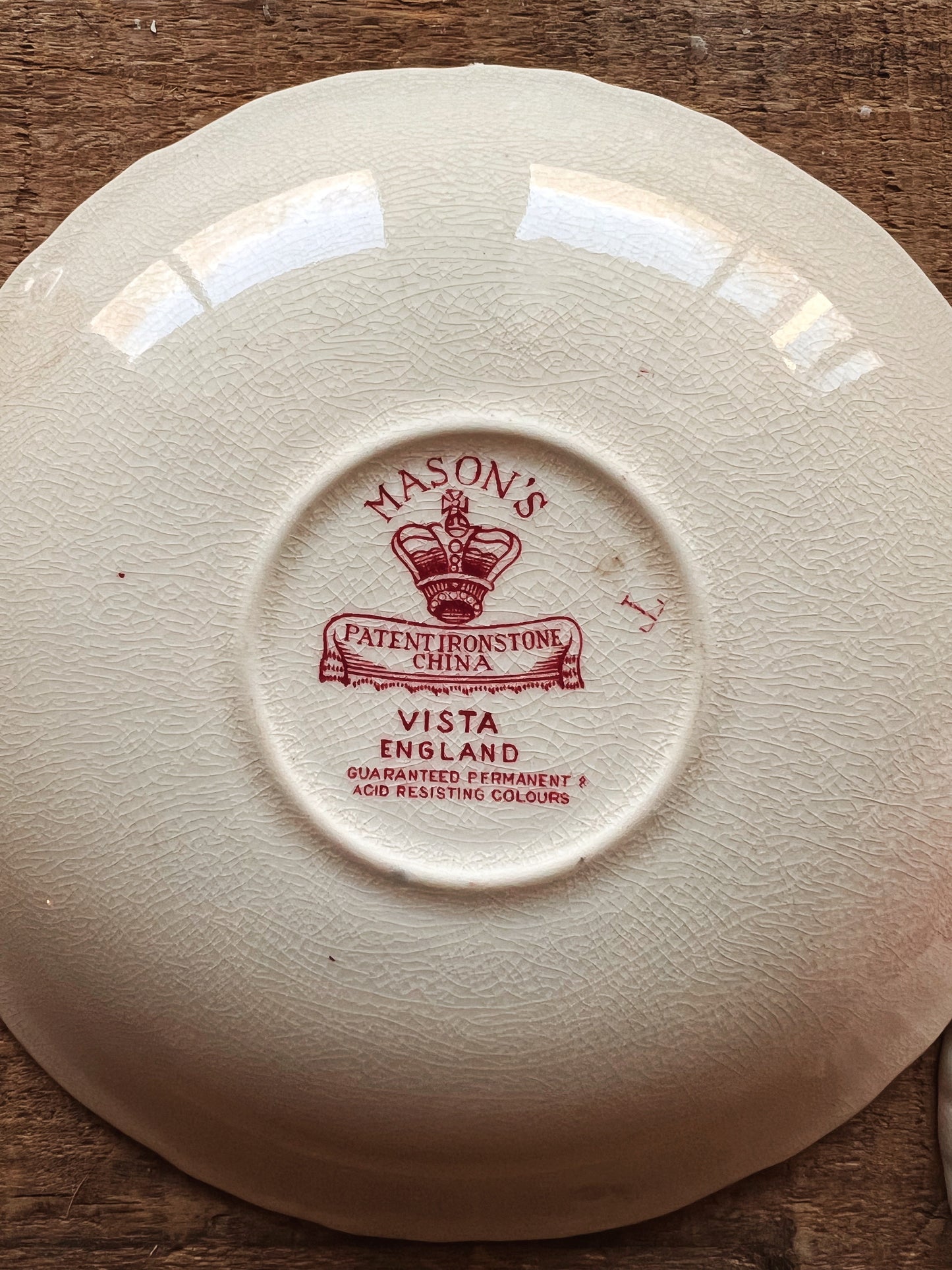 Vintage Mason's Vista Pink Flat Cup & Saucer Set