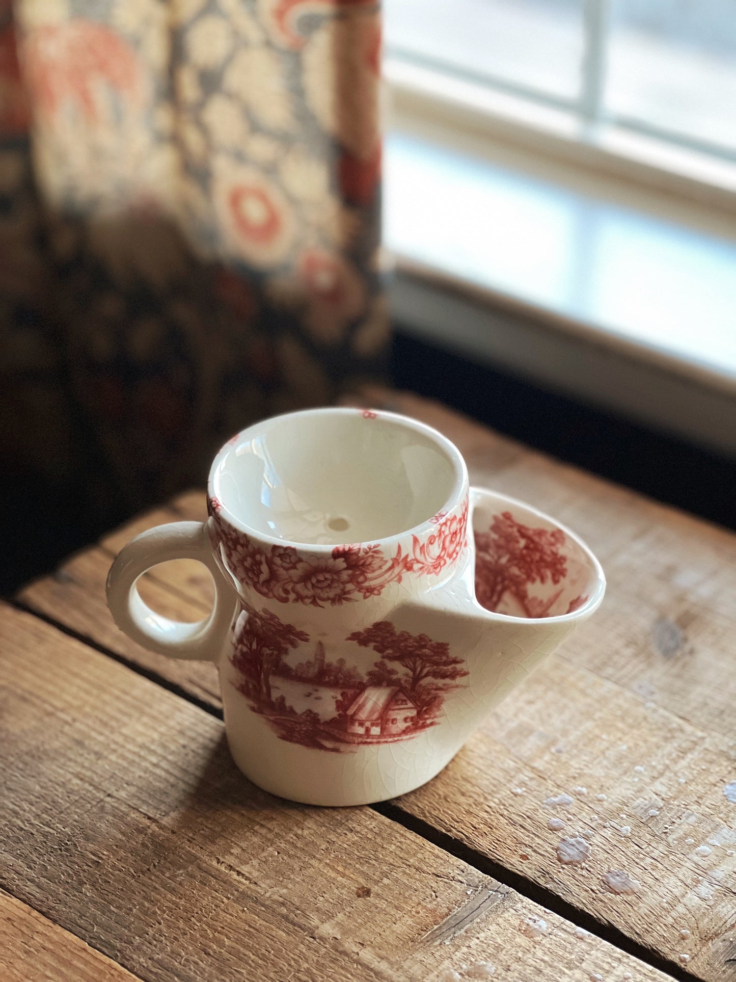 Vintage Red Transferware Shaving Mug