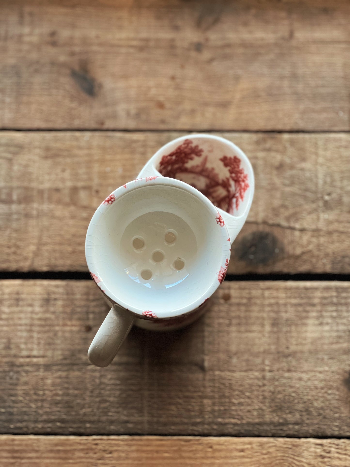 Vintage Red Transferware Shaving Mug