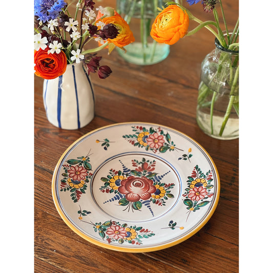 Vintage Hand Painted Floral Wall Plate