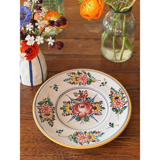 Vintage Hand Painted Floral Wall Plate