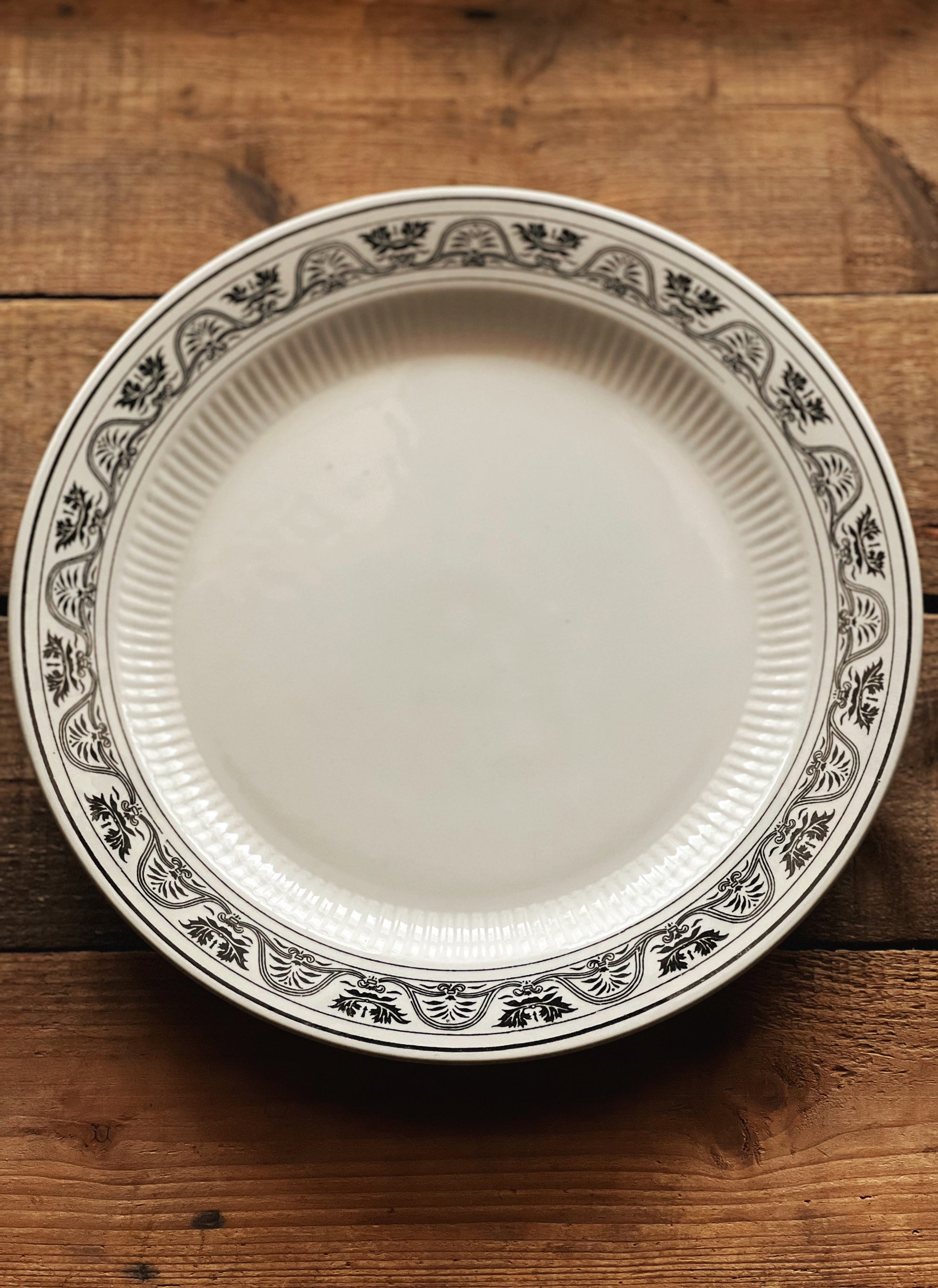 black and white pattern dinner plate