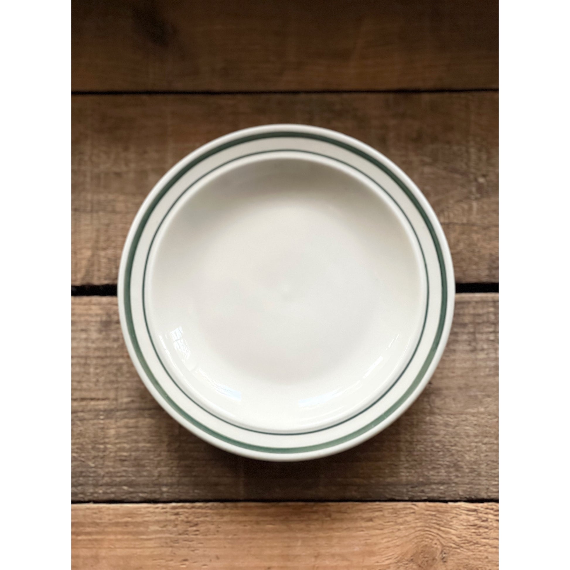 green banded stoneware plate