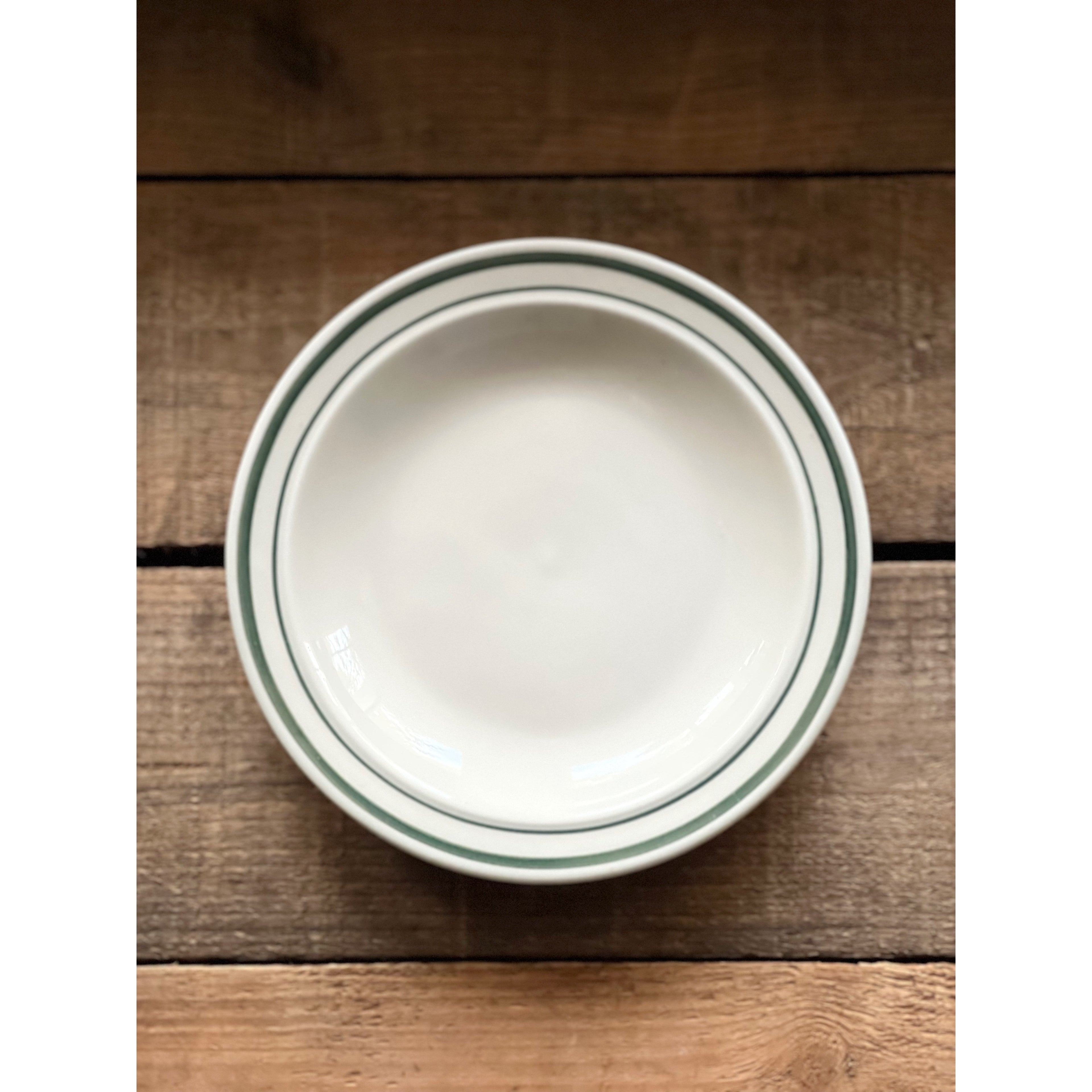 green banded stoneware plate