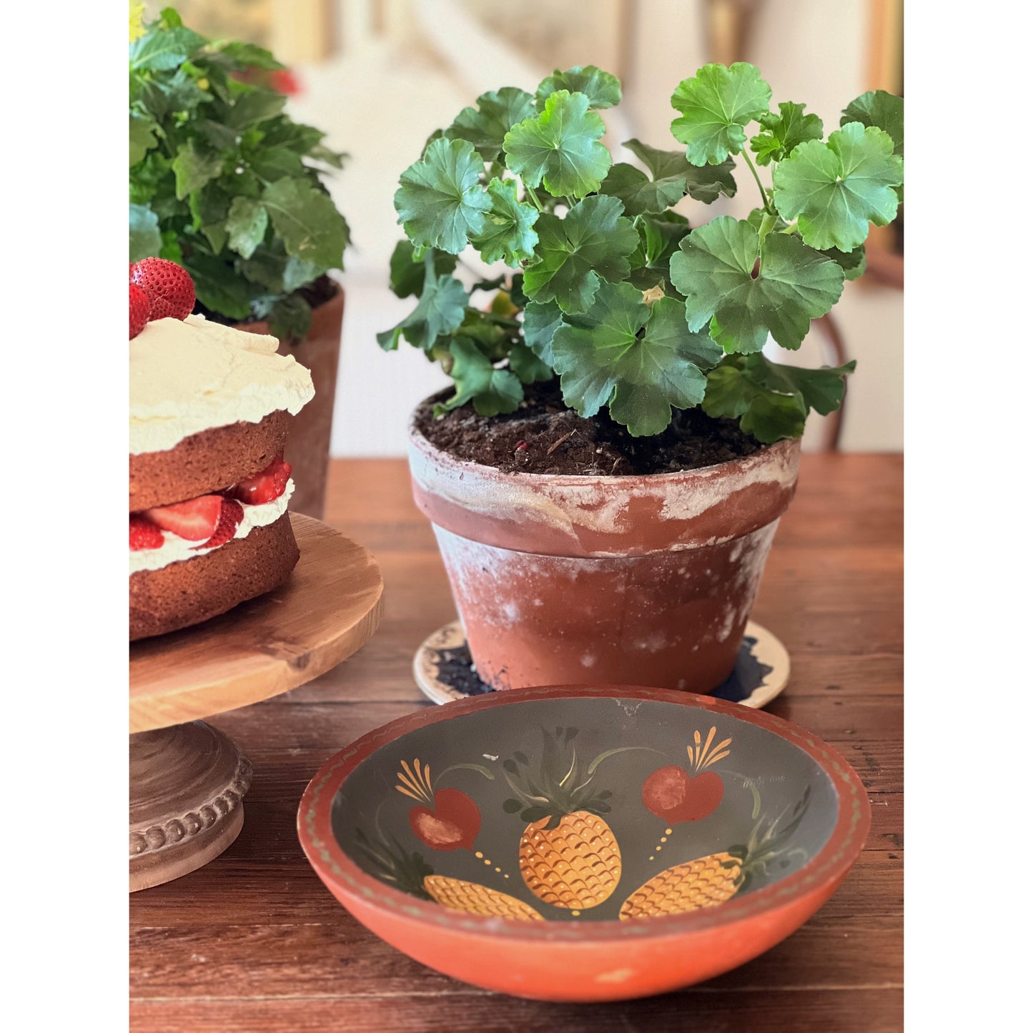 Hand Painted Vintage Wooden Bowl