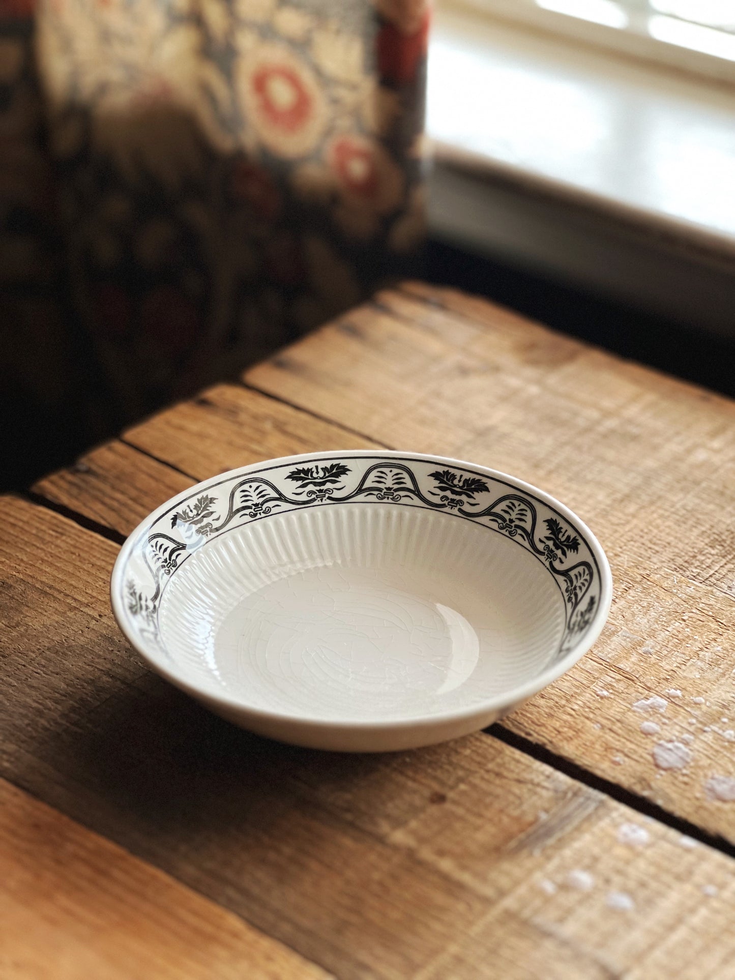 black and white ironstone bowls