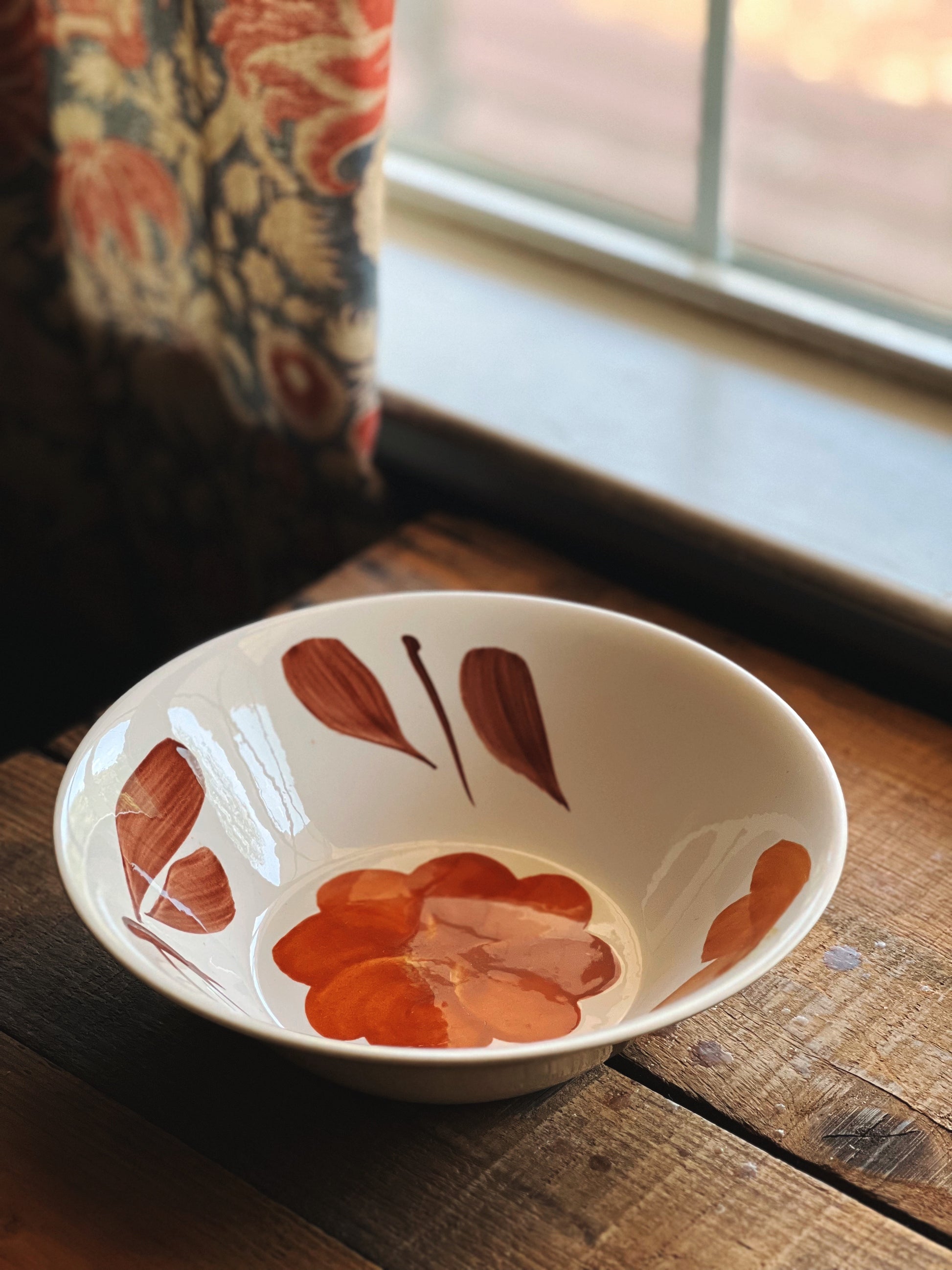 Vintage Hand Painted Alco Korea Ceramic Serving Bowl