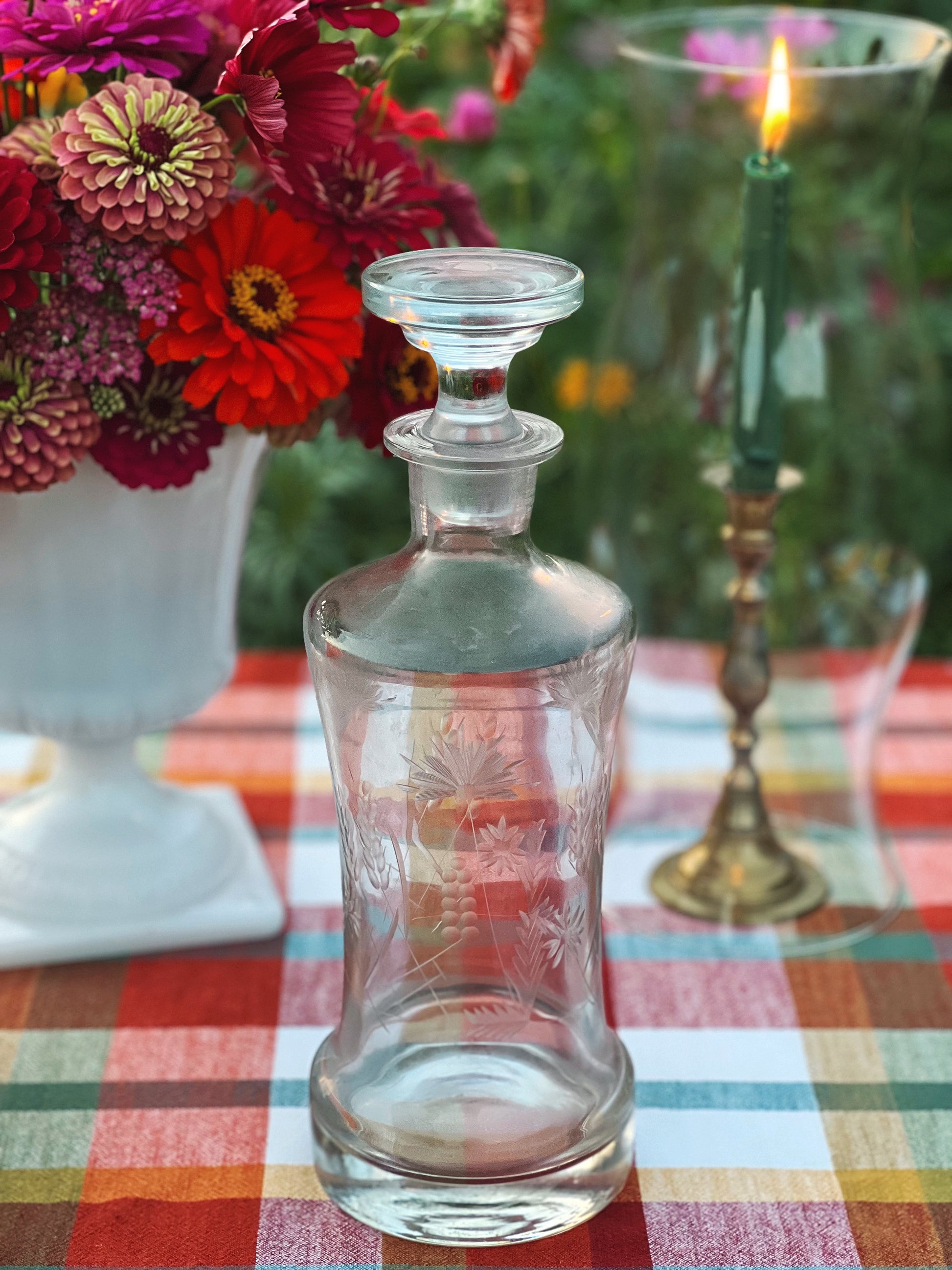 Vintage Etched Glass Decanter