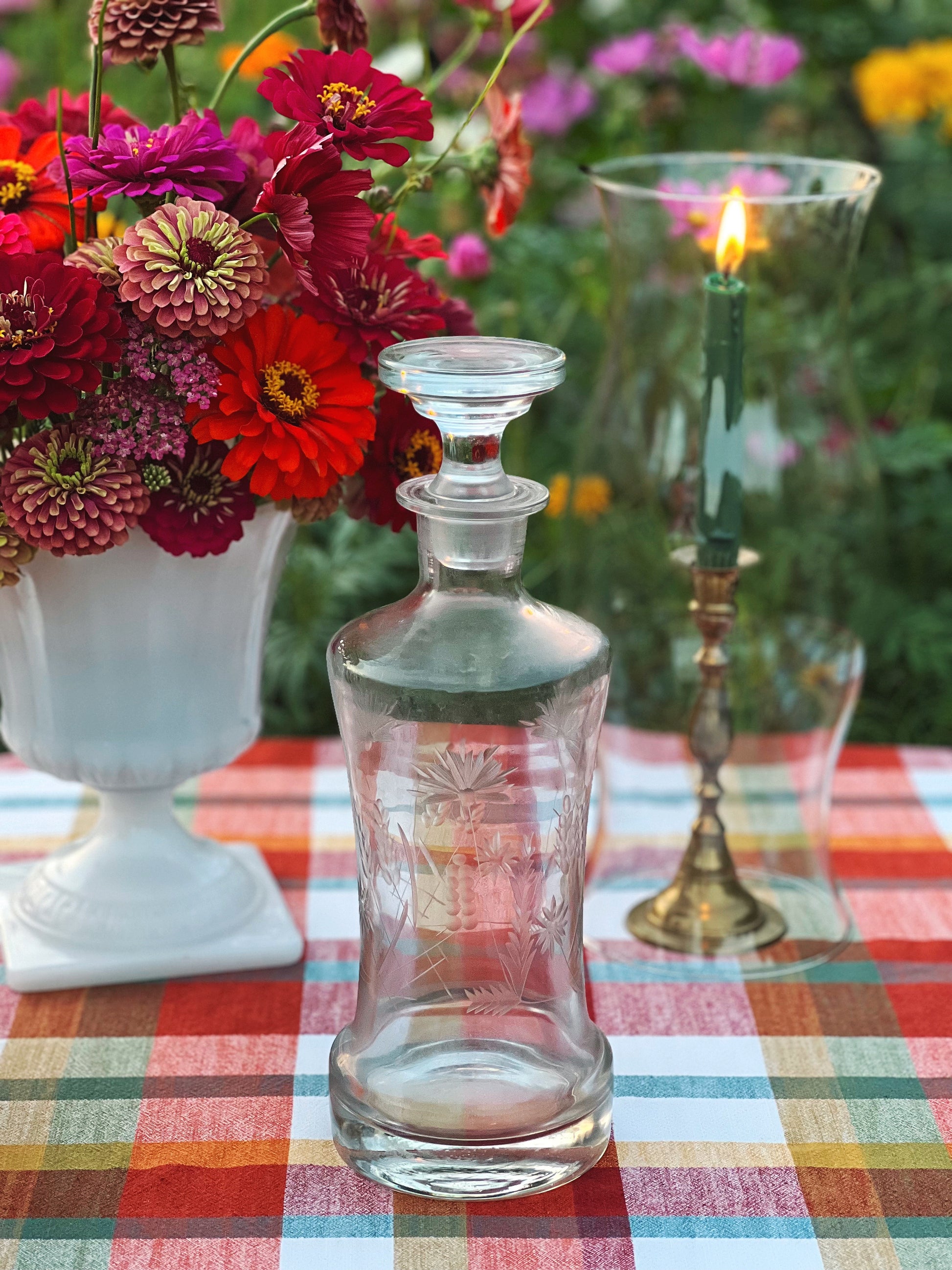 Vintage Etched Glass Decanter