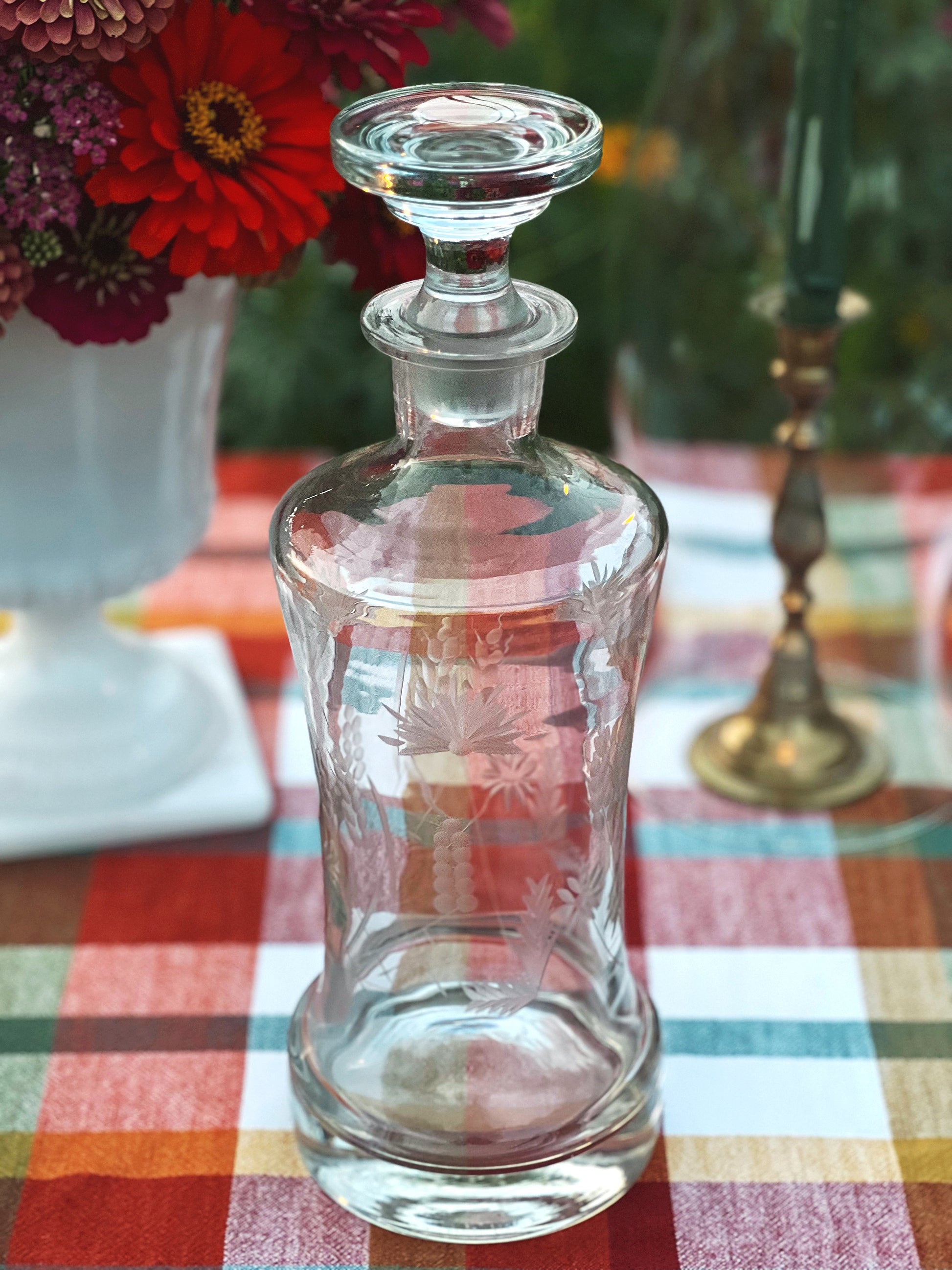 Vintage Etched Glass Decanter