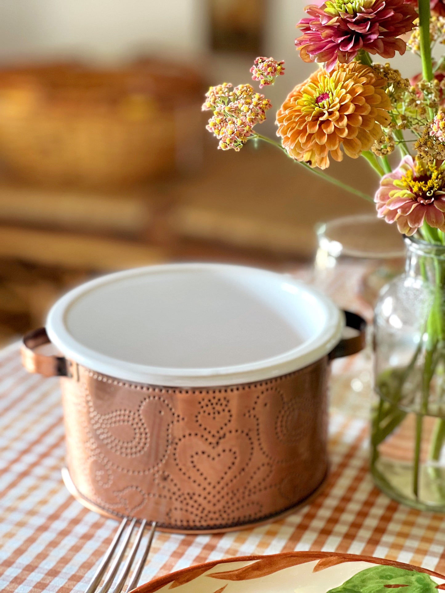 Punched Copper Server with Baking Dish