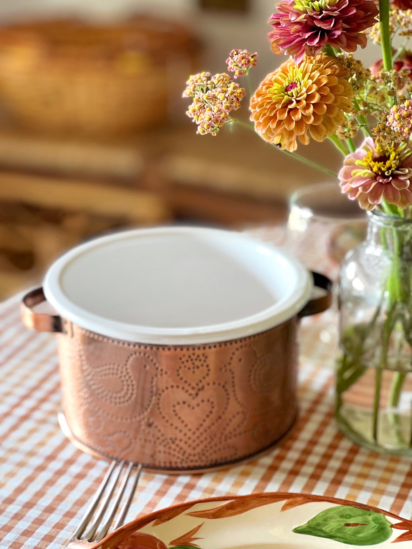 Punched Copper Server with Baking Dish