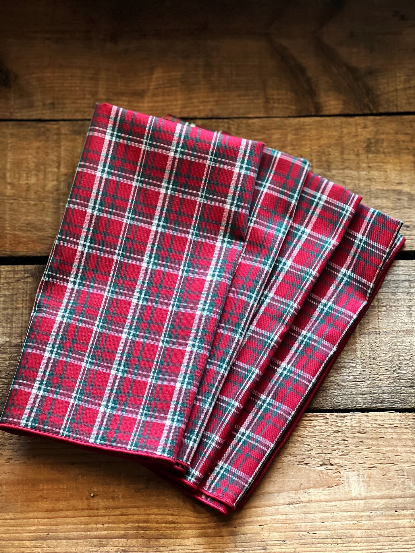 Set of 4 Vintage Plaid Napkins