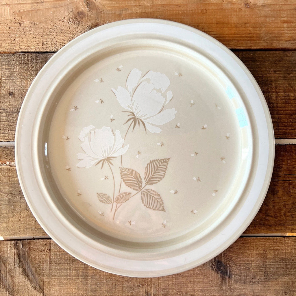 Vintage Newcor White Rose Stoneware Dinner Plate