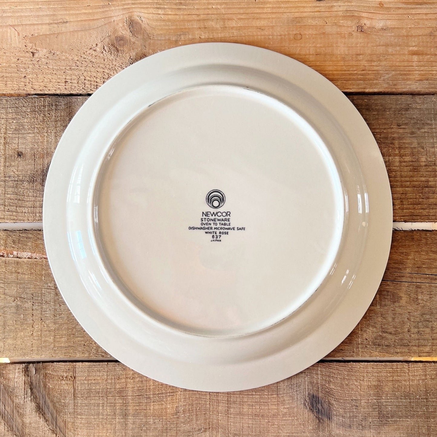 Vintage Newcor White Rose Stoneware Dinner Plate