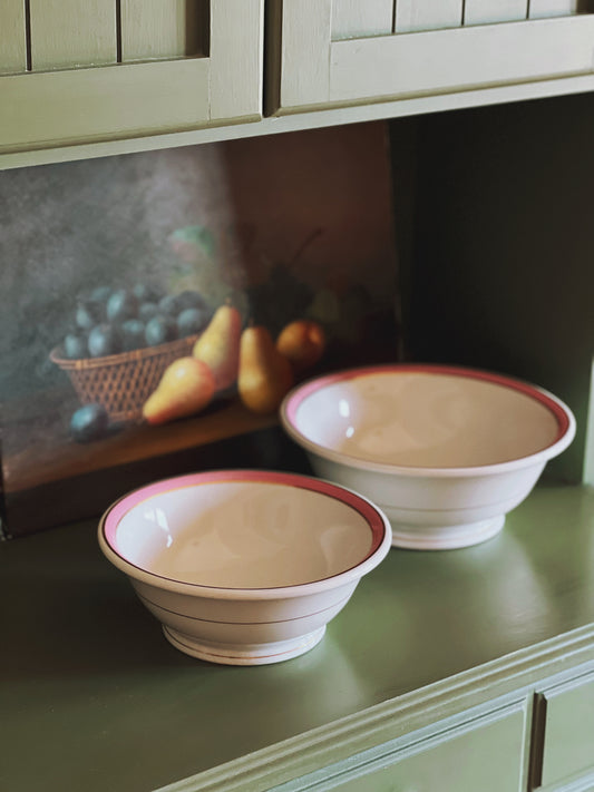 Pair of Vintage Syracuse China Pink & Gold Mixing Bowls / Serving Bowls