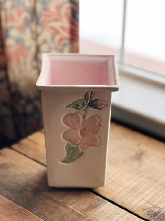 square pink vintage vase