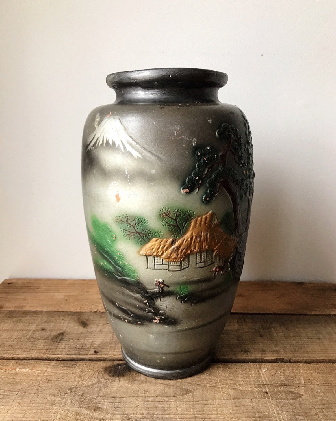 Vintage Hand Painted Embossed Vase