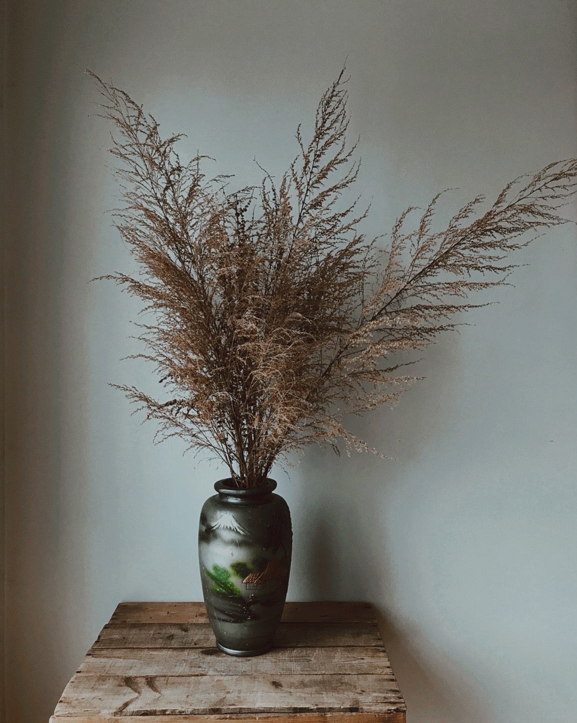 black and gray vintage vase