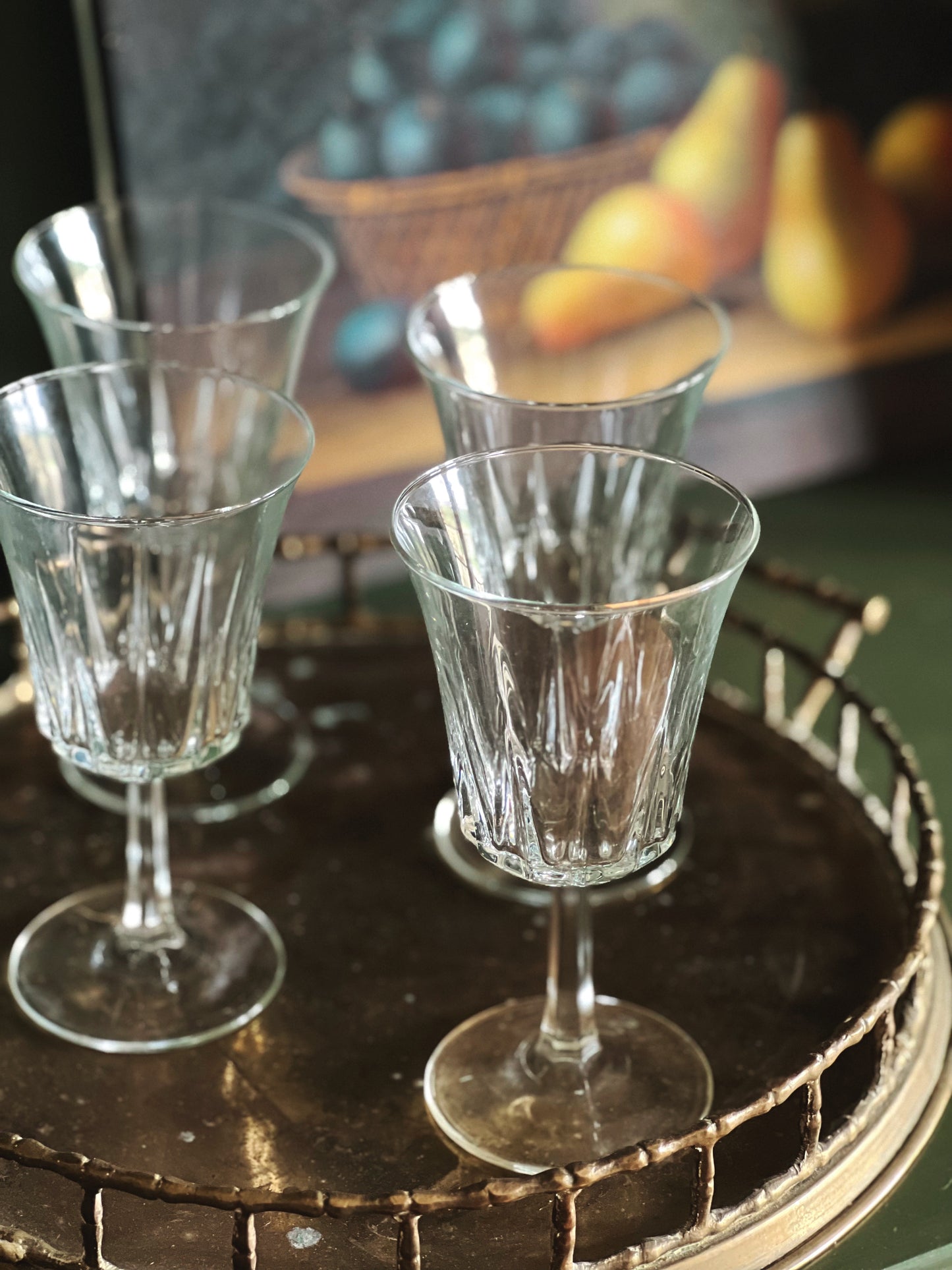 Vintage Set of 4 French Wine Glasses