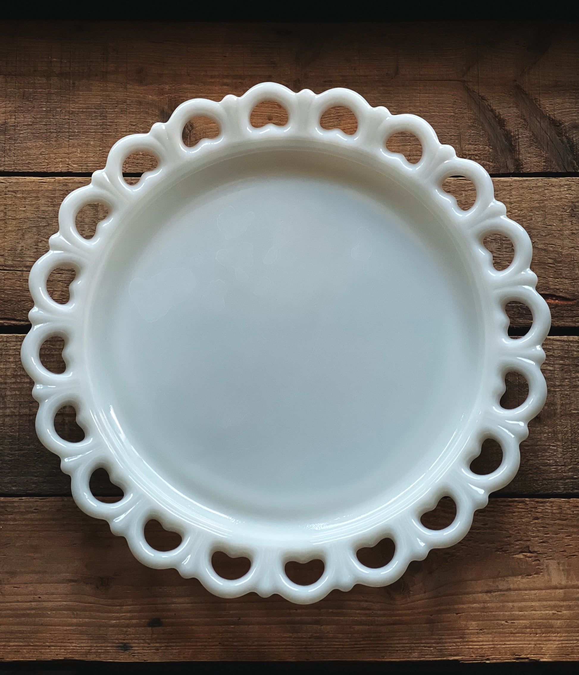 Vintage Anchor Hocking Milk Glass Cake Plate