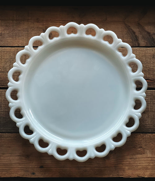 Vintage Anchor Hocking Milk Glass Cake Plate